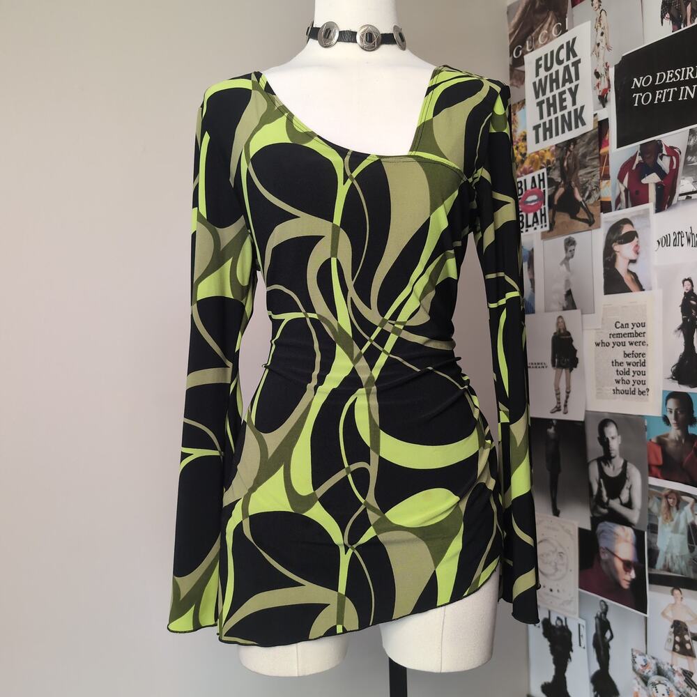 Abstract Graphic Long Sleeve Y2k Top
